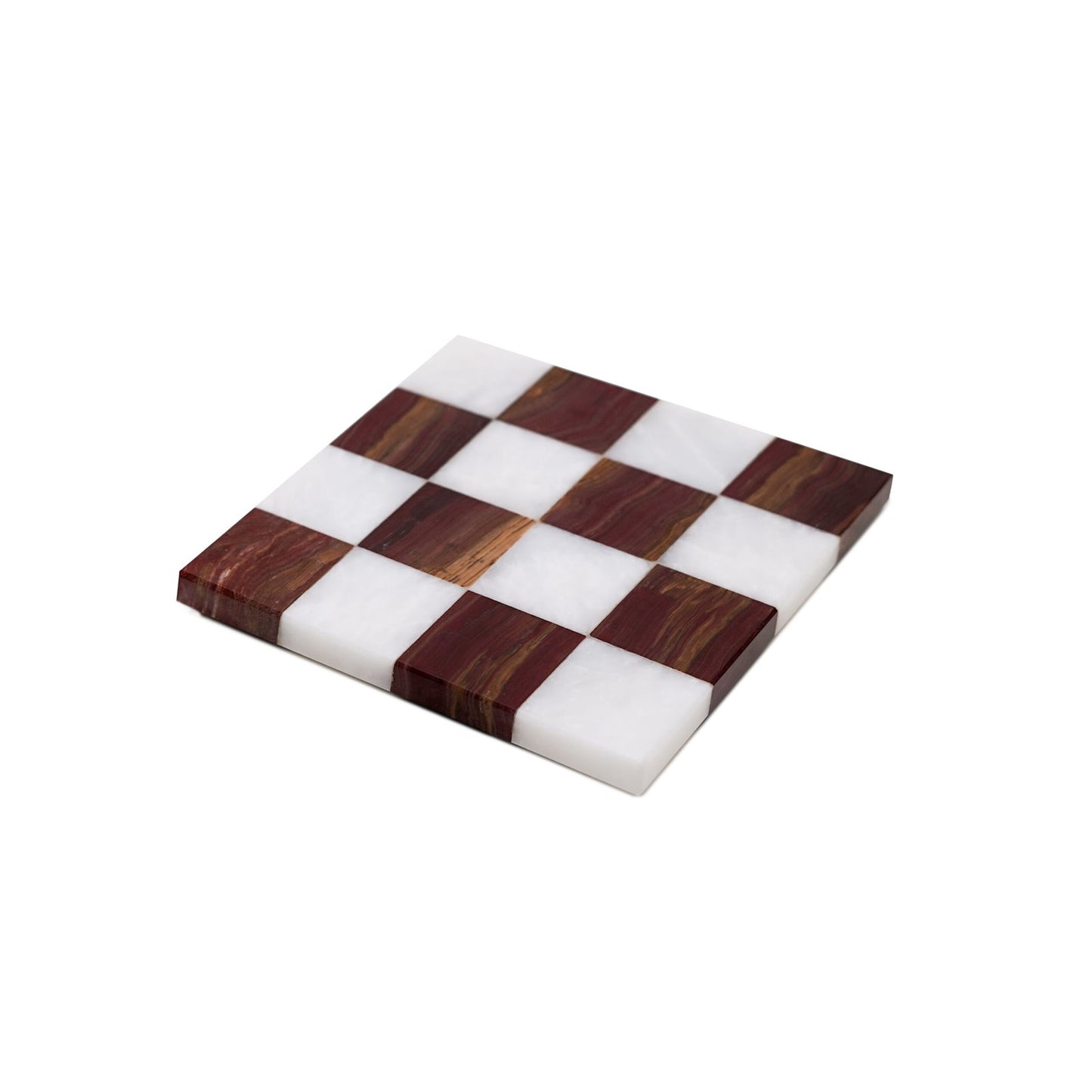 Checkered Coaster Set Brown and White