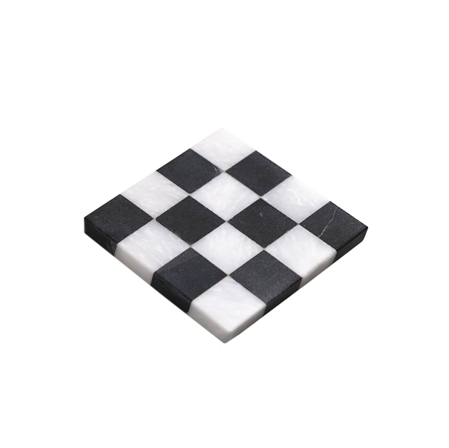 Checkered Coaster Set Black and White